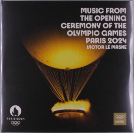 Text: "Music from the Opening Ceremony of the Olympic Games Paris 2024, Victor Le Masne." Gelb beleuchteter Heißluftballon.