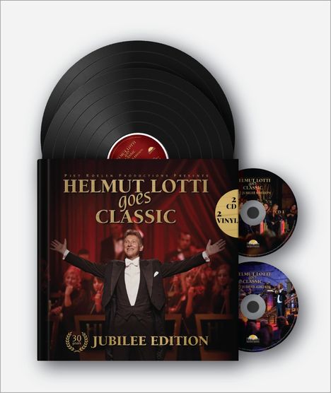 "Helmut Lotti goes Classic Jubilee Edition" auf einem CD- und Vinyl-Album mit einem Foto eines Sängers im Frack.