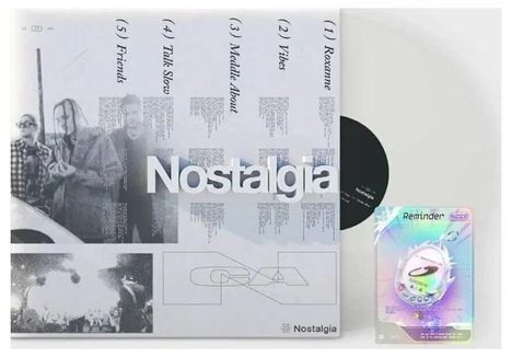 Texte: Roxanne, Vibes, Meddle About, Talk Slow, Friends, Nostalgia, Reminder.  
Cover mit Schallplatte und holografischer Karte.
