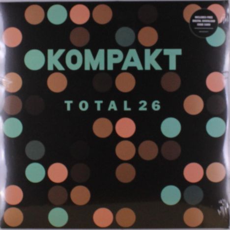 KOMPAKT TOTAL 26. Bunte Kreise auf schwarzem Hintergrund.