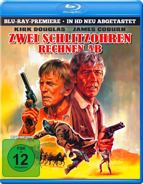 Titel: "Zwei Schlitzohren rechnen ab", Blu-ray-Hülle, zeigt zwei Männer mit Revolvern in einer Westernszene.
