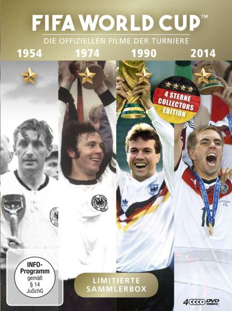 FIFA World Cup 54-74-90-14: Deutschland ist Weltmeister - Die offiziellen Filme der Turniere, 4 DVDs