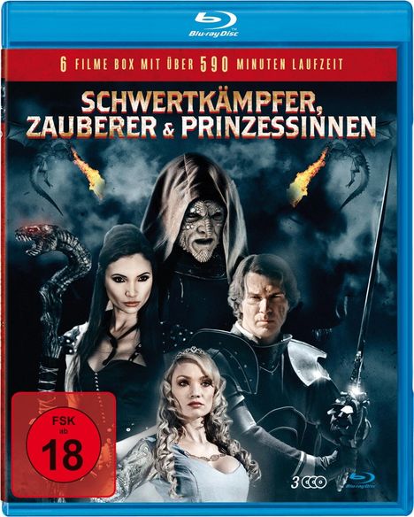 Schwertkämpfer, Zauberer &amp; Prinzessinnen (6 Filme auf 3 Blu-rays), 3 Blu-ray Discs