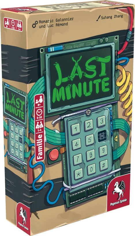 "LAST MINUTE", "Romaric Galonnier und Luc Rémond", "Suhang Zhang". Illustration eines Spiels mit Digitalanzeige und Drähten.