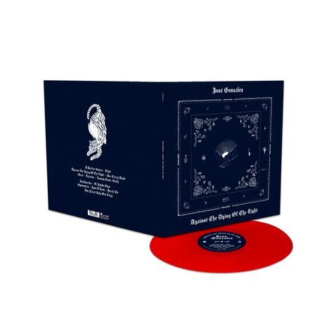 Albumcover von José González; Titel: "Against the Dying of the Light". Enthält ein rotes Vinyl. Illustratives Design.