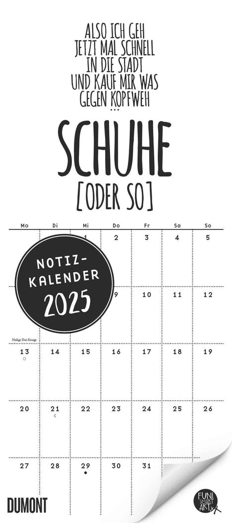 Funi Smart Art Notizkalender 2025 - Planer - Funny Quotes, Sprüche - Format 22 x 49,5 cm, Kalender