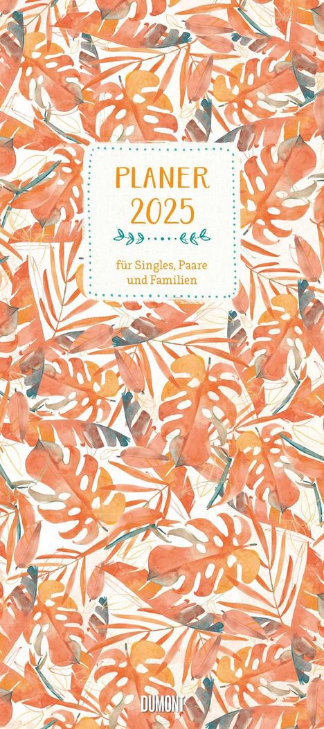 All About Orange 2025 - Planer mit variabler Spaltenzahl - Modernes Pattern-Design - Format 22 x 49,5 cm, Kalender