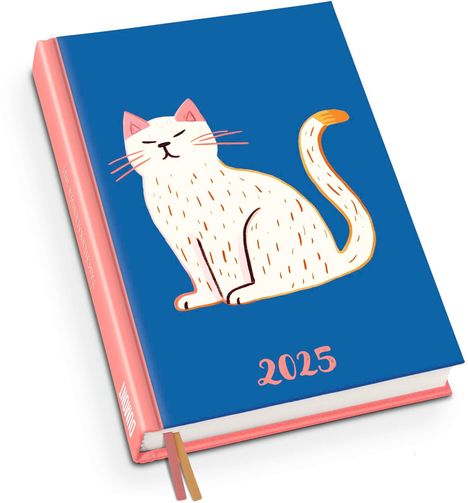 Taschenkalender »White Cat« 2025 - Terminplaner mit Wochenkalendarium - Format 11,3 x 16,3 cm, Buch