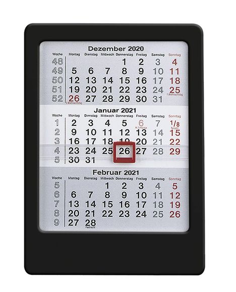 3-Monats-Tischaufsteller schwarz 2021, Kalender