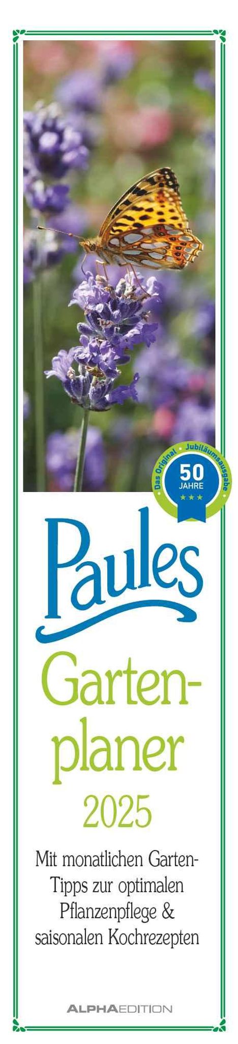 Paules Gartenplaner 2025 - Streifenplaner - Wandplaner - Küchen-Kalender - 11,3x49,5, Kalender