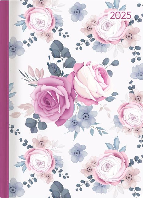 Lady Journal Midi Roses 2025 - Taschen-Kalender 12x17 cm - Rosen - mit Mattfolie - Notiz-Buch - Weekly - 192 Seiten - Alpha Edition, Kalender