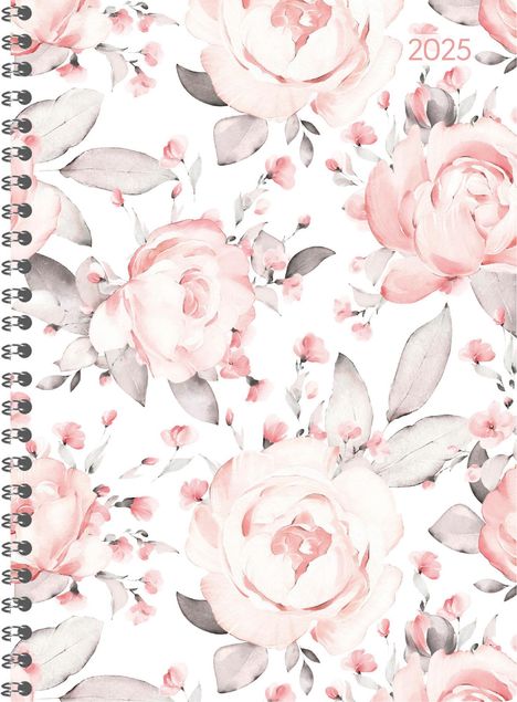 Ladytimer Ringbuch Roses 2025 - Taschen-Kalender A5 (15x21 cm) - Schüler-Kalender - Weekly - Ringbindung - 128 Seiten - Alpha Edition, Buch