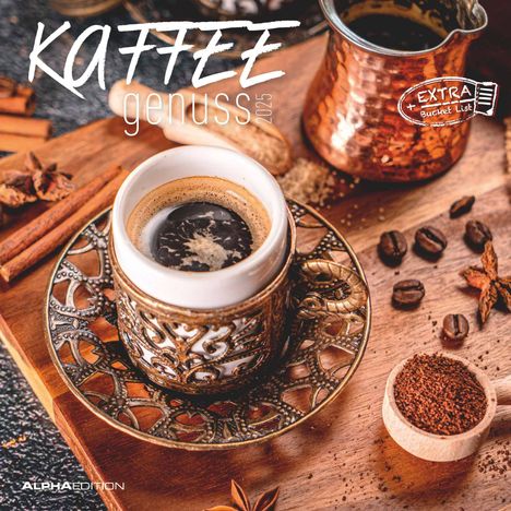 Kaffeegenuss 2025 - Broschürenkalender 30x30 cm (30x60 geöffnet) - Kalender mit Platz für Notizen - Bildkalender - Wandplaner - Küchenkalender, Kalender