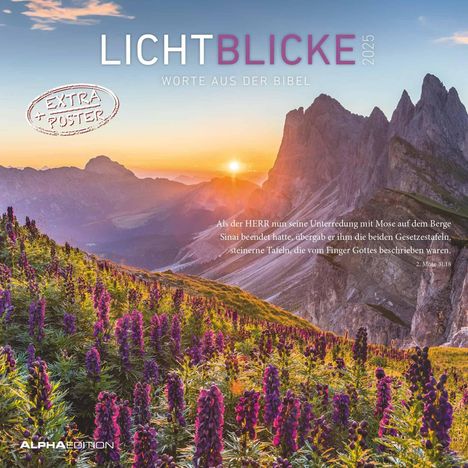 Lichtblicke 2025 - Broschürenkalender 30x30 cm (30x60 geöffnet) - Kalender mit Platz für Notizen - inkl. Poster - Bibelzitate - Bildkalender - Wandkalender, Kalender