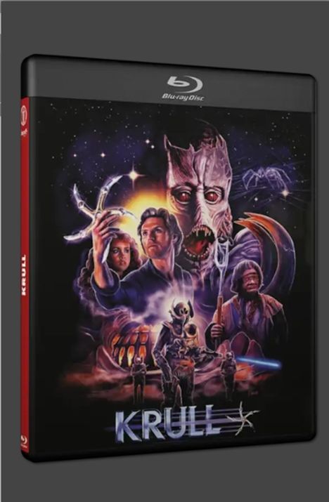 "KRULL" in großer Schrift unten. Illustratives Cover mit Helden, Monstern und einem magischen Sternenhimmel.