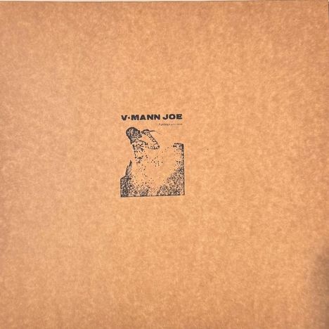 "V-MANN JOE" Text oben mittig. Darunter eine grob gepixelte Illustration einer Person, die etwas hebt. Hintergrund braun.