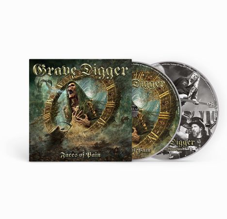 "Grave Digger" und "Faces of Pain" stehen auf Cover und CDs. Ein zombieartiges Wesen, umgeben von dunklen, mystischen Szenen.