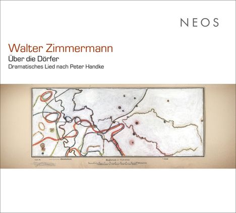 "NEOS" oben rechts, "Walter Zimmermann" und "Über die Dörfer" in der Mitte. Eine abstrakte Illustration einer Karte.