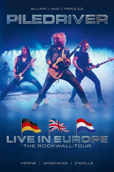 Piledriver: Live In Europe: The Rockwall-Tour, 3 CDs, 1 Blu-ray Disc und 1 DVD
