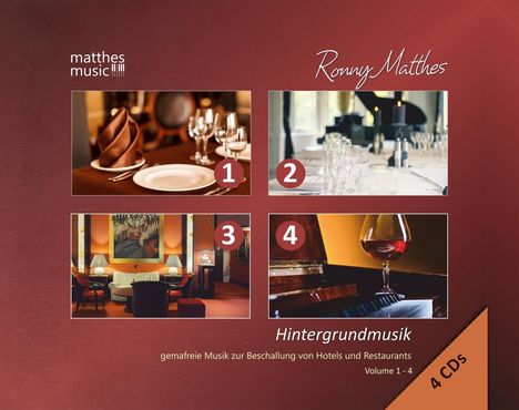 Ronny Matthes: Hintergrundmusik Vol. 1 - 4: Gemafreie Musik zur Beschallung von Hotels &amp; Restaurants, 4 CDs