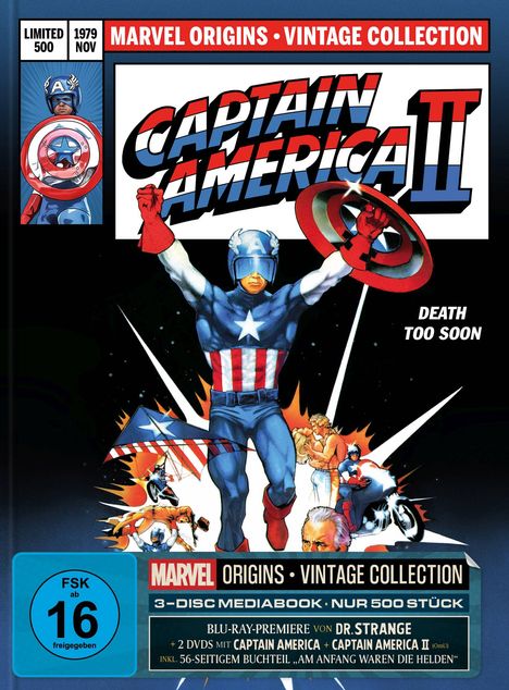 Marvel Origins - Captain America I&II + Dr. Strange (Blu-ray &amp; DVD im Mediabook), 1 Blu-ray Disc und 2 DVDs