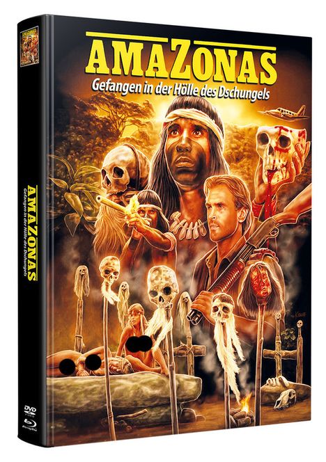 Amazonas - Gefangen in der Hölle des Dschungels (Blu-ray im wattierten Mediabook), 1 Blu-ray Disc und 1 DVD