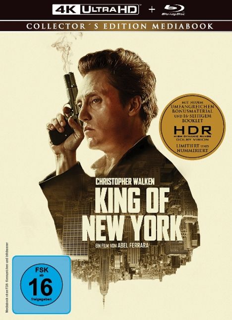 King of New York (Ultra HD Blu-ray & Blu-ray im Mediabook), 1 Ultra HD Blu-ray und 1 Blu-ray Disc