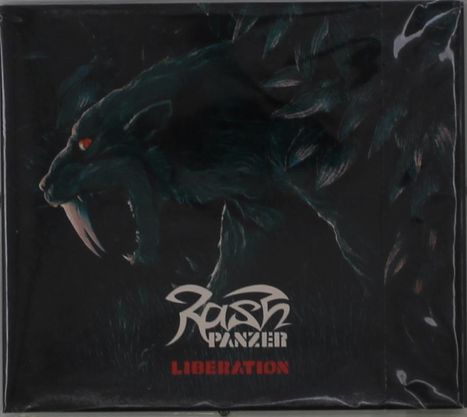Texte: "Rosh Panzer", "Liberation". Illustration eines dunklen, fauchenden Tieres mit roten Augen und langen Reißzähnen.