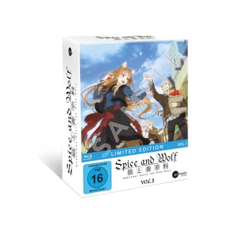 LIMITED EDITION, Spice and Wolf VOL.1, FSK 16. Illustration mit Anime-Charakteren: eine Frau im roten Kleid, ein Mann.
