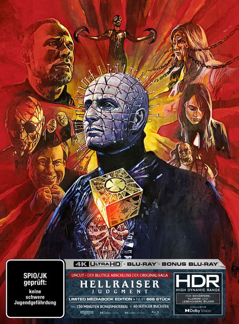 Hellraiser: Judgment (Ultra HD Blu-ray & Blu-ray im Mediabook), 1 Ultra HD Blu-ray und 2 Blu-ray Discs