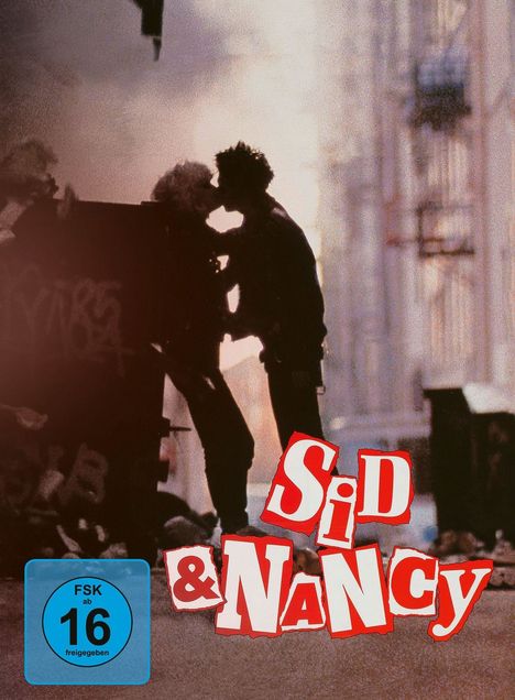 Text: "Sid & Nancy". Zwei Personen stehen sich küssend gegenüber, im Hintergrund eine urbane, verrauchte Szene.