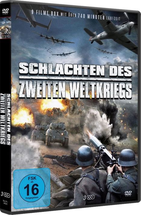 Schlachten des 2. Weltkriegs Kriegsfilm Box (9 Filme auf 3 DVDs), 3 DVDs