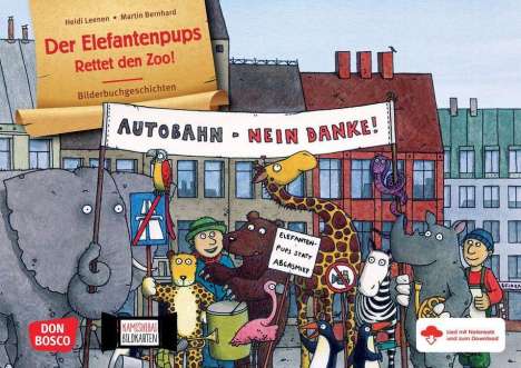 Heidi Leenen: Der Elefantenpups - Rettet den Zoo! Kamishibai Bildkartenset, 2 Diverse