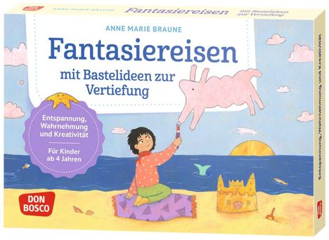 "Fantasieriesen mit Bastelideen zur Vertiefung" von Anne Marie Braune. Illustration: Kind malt ein fliegendes Schwein.