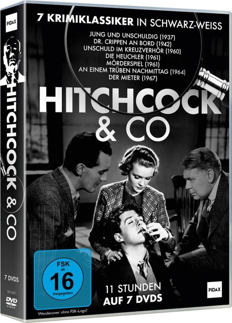 Hitchcock &amp; Co - 7 Krimiklassiker in Schwarz-weiss, 7 DVDs