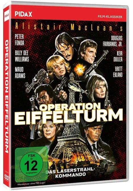 DVD-Hülle mit dem Titel "Operation Eiffelturm". Hauptdarsteller und Eiffelturm im Hintergrund, Action-Szenen.