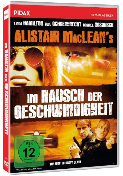 "Im Rausch der Geschwindigkeit" in großen, weißen Buchstaben. Darunter Szenen mit Autos und Menschen, sehr dynamisch.