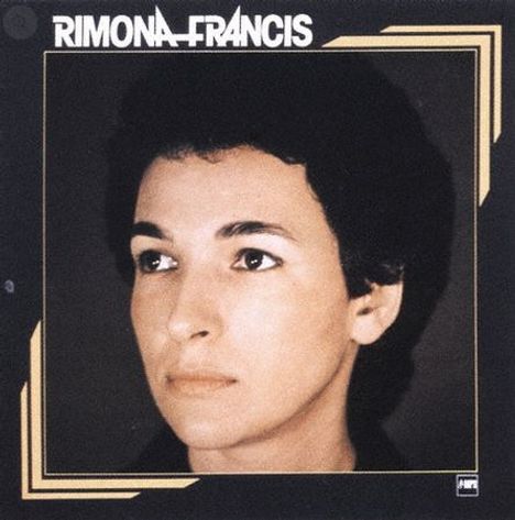 Text: "RIMONA FRANCIS". Portrait einer Frau mit kurzem, dunklem Haar, die nach rechts schaut. Rahmen im Hintergrund.