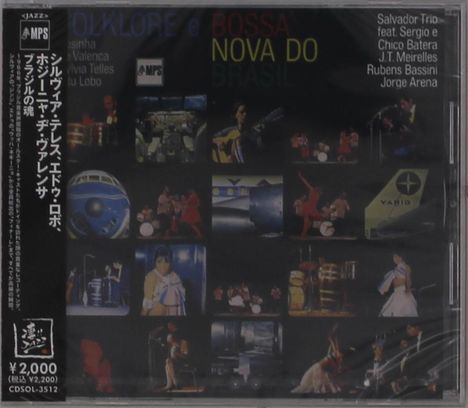 Cover der CD "FOLKLORE e BOSSA NOVA DO BRASIL" mit mehreren kleinen Fotos und Texten auf Japanisch und Englisch.