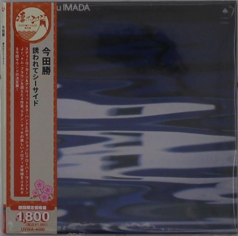 Links vertikal japanische Schriftzeichen, oben rechts "RU IMADA". Blau-weiße, wellenförmige Muster im Hintergrund.