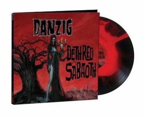 Text: „Danzig - Death Red Sabaoth“. Illustration: Dunkle Gestalt mit Kerzenständer vor einem verworrenen Baum.