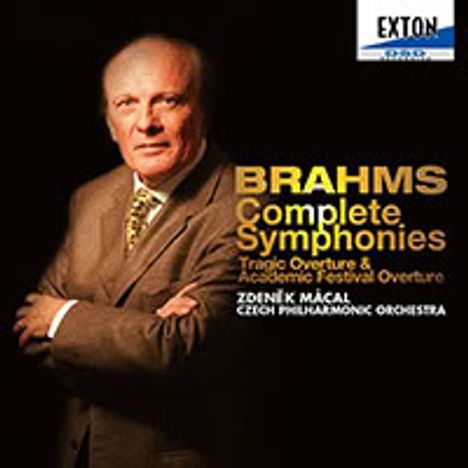 BRAHMS Complete Symphonies. Zdeněk Mácal, Czech Philharmonic Orchestra. Ein Mann im Anzug. Exton-Logo oben rechts.