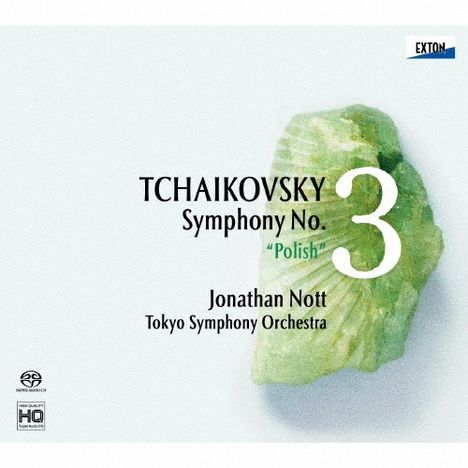 TCHAIKOVSKY Symphony No. 3 "Polish", Jonathan Nott, Tokyo Symphony Orchestra. Grüner Stein, Exton-Logo oben rechts.