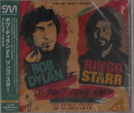Bob Dylan, Ringo Starr, "It Don't Come Easy," Live in Frejus 1989. Buntes Cover mit Porträts und dynamischen Farben.