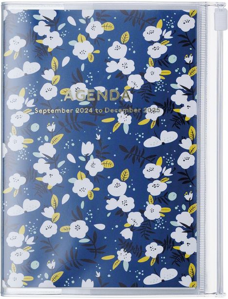 MARK'S 2024/2025 Taschenkalender A6 vertikal, Flower Pattern // Navy, Buch