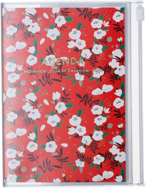 MARK'S 2024/2025 Taschenkalender A6 vertikal, Flower Pattern // Red, Buch