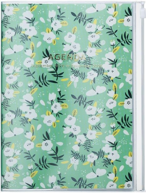 MARK'S 2024/2025 Taschenkalender A5 vertikal, Flower Pattern // Green, Buch