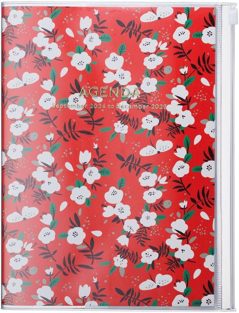 MARK'S 2024/2025 Taschenkalender A5 vertikal, Flower Pattern // Red, Buch