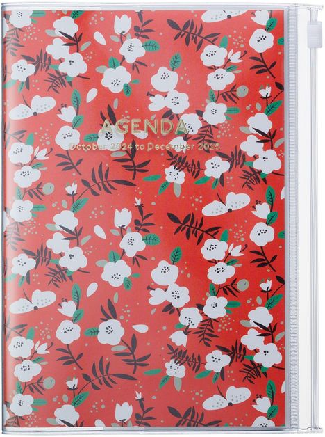 MARK'S 2024/2025 Taschenkalender B6 vertikal, Flower Pattern // Red, Buch