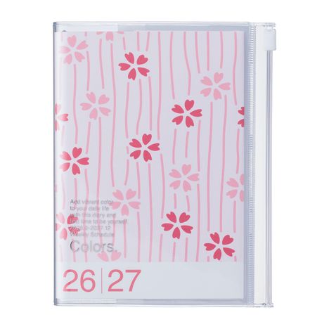 Aufschrift: "Colors 26 27". Rosa Blumenmuster auf hellem Hintergrund, vertikale Linien. Plastikhülle.